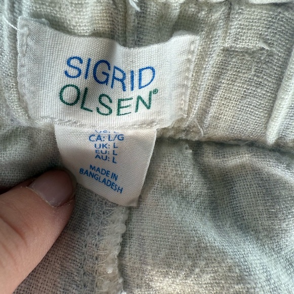 Sigrid Olsen Women’s Cream Linen Striped Pants Size Large - Picture 3 of 4